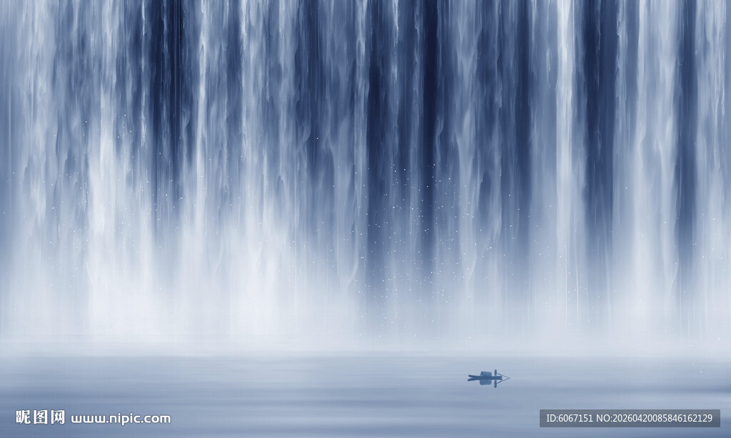 源远流长瀑布山水画背景图