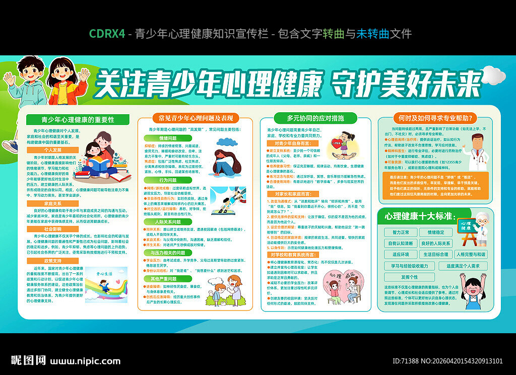 关注青少年心理健康知识宣传展板