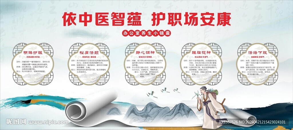 办公室养生挂图