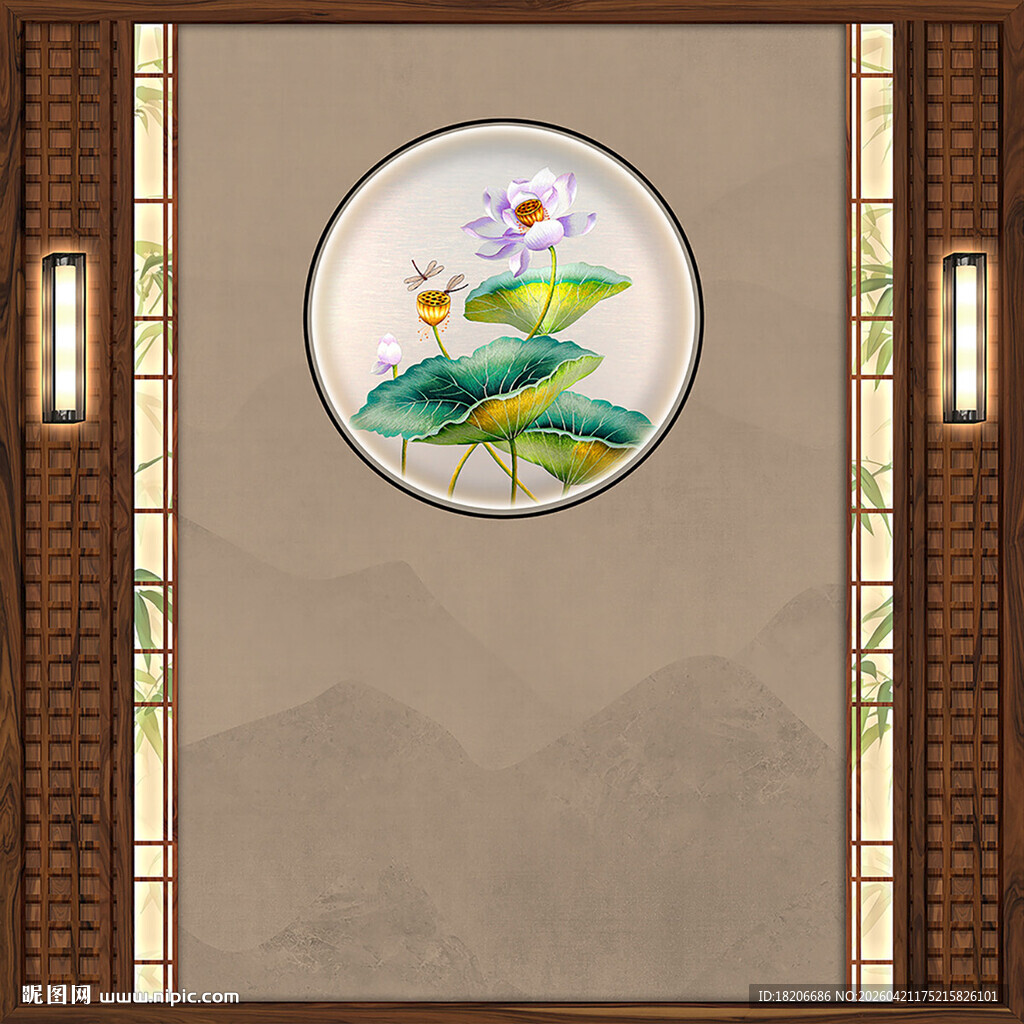 高清格栅荷花形象墙