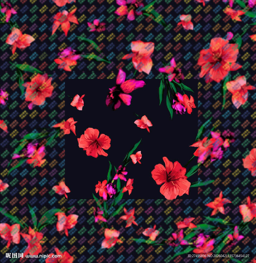 花卉几何图案布料纹理