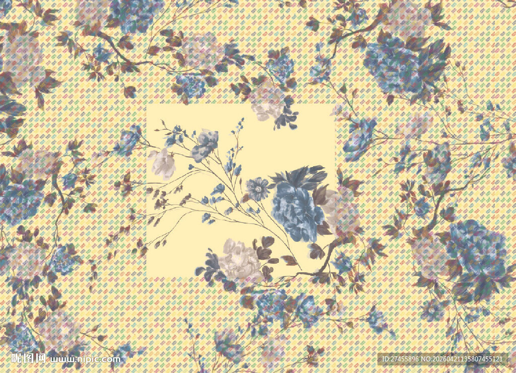 复古花卉图案布料纹理