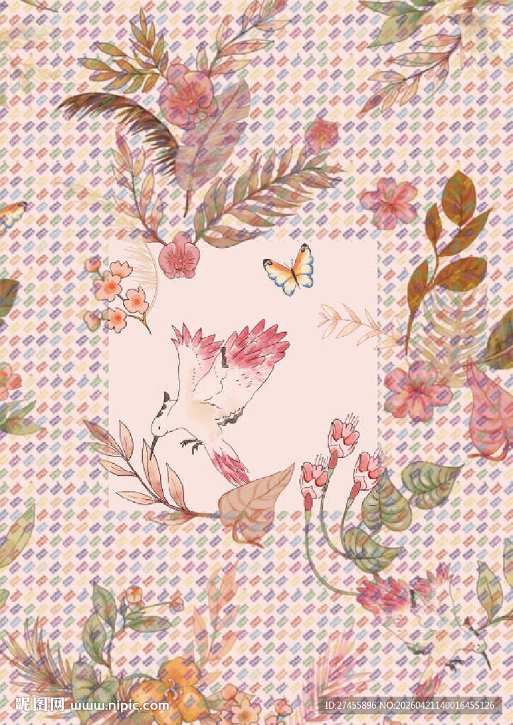 复古花卉布料纹理图案