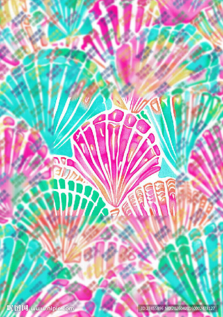 多彩扇贝图案背景纹理