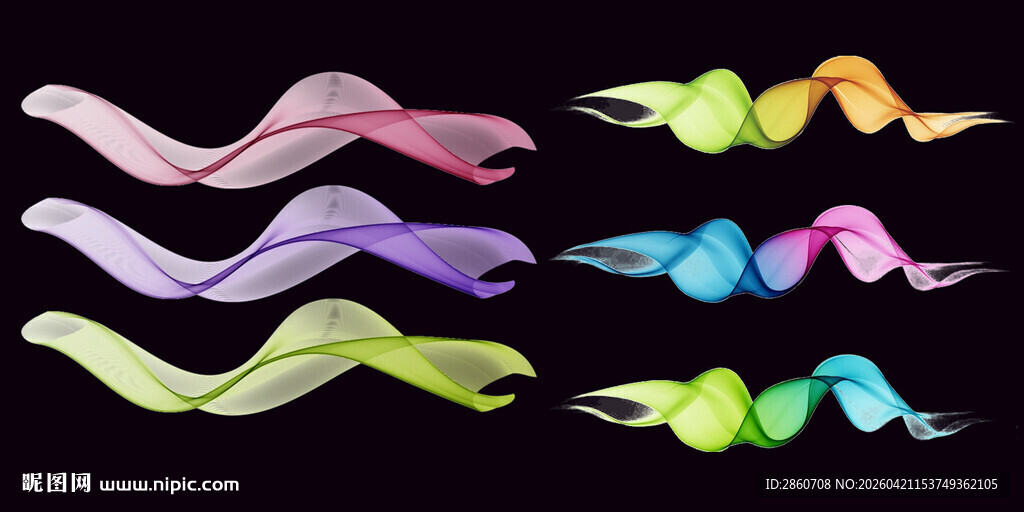 彩色飘逸丝带艺术效果