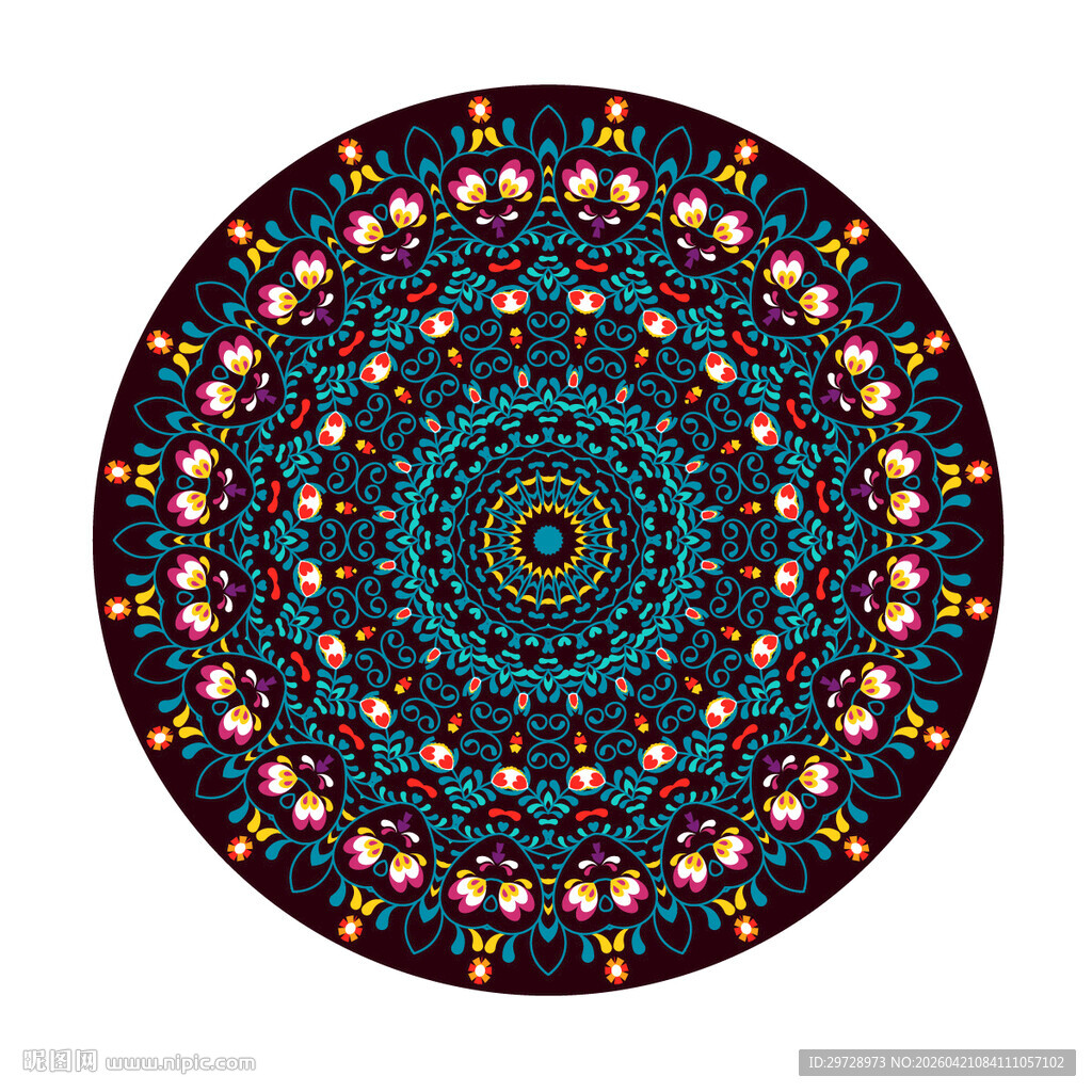 圆形炫彩数码印花图案