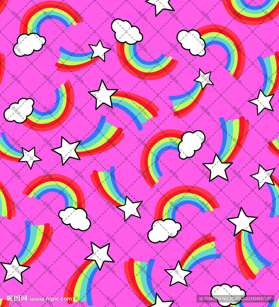 梦幻彩虹星星云朵图案