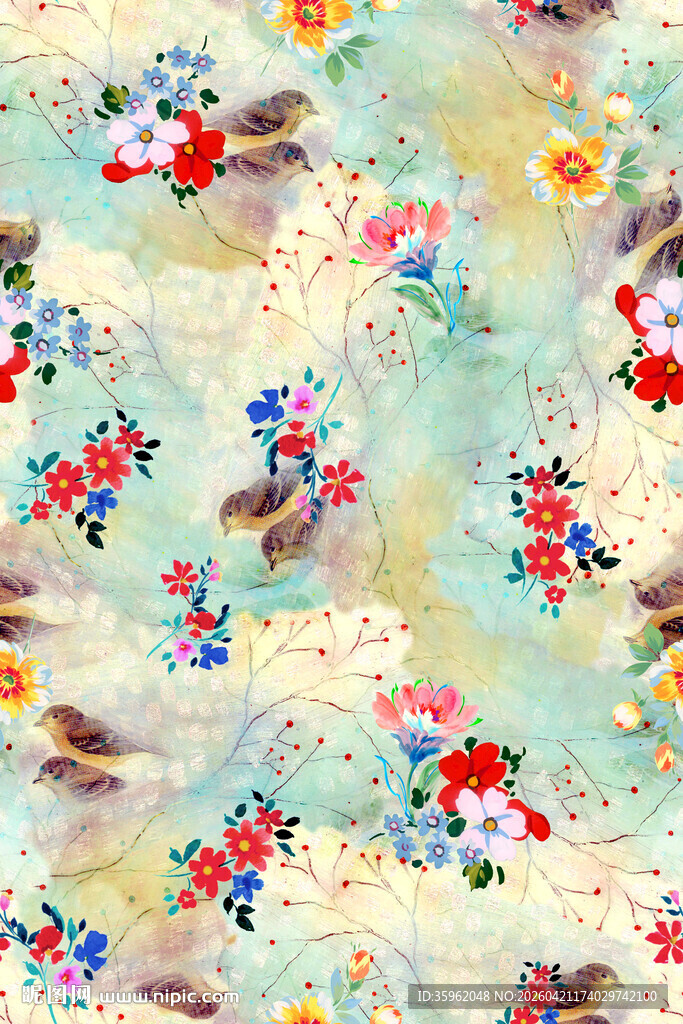 花卉图案布料纹理