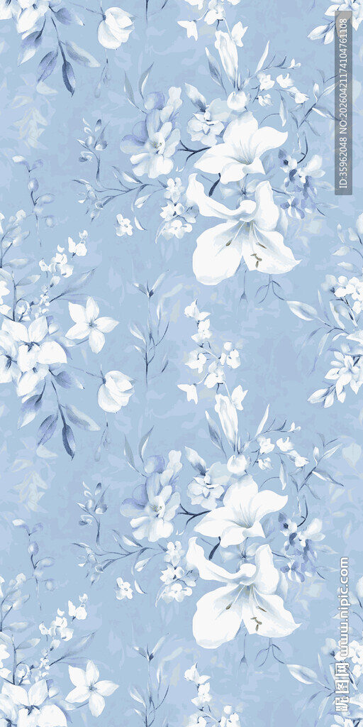 浅蓝色花卉花纹背景图
