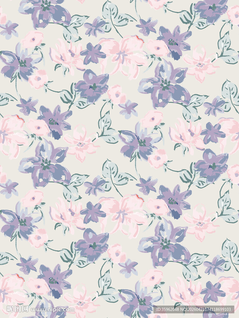 淡粉紫花卉图案背景