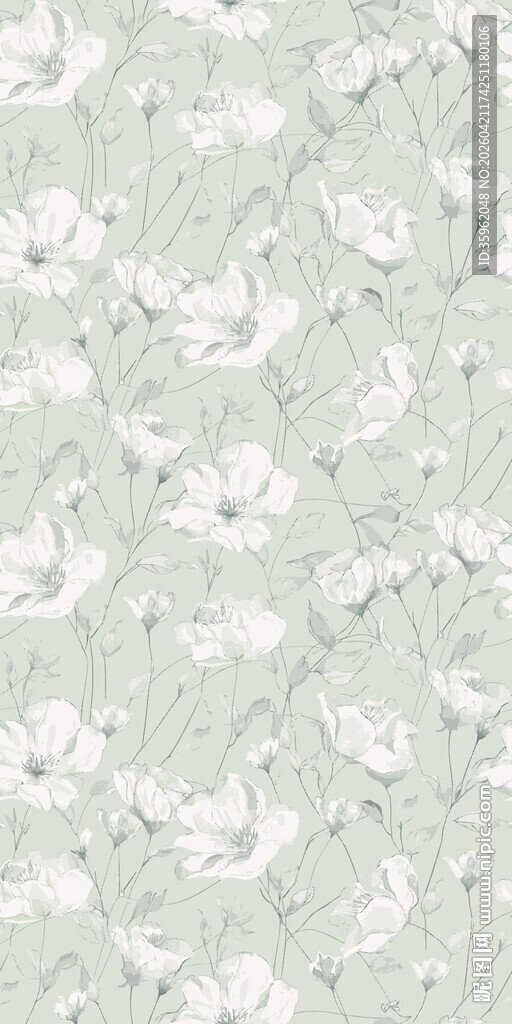 淡绿色花卉图案纹理背景