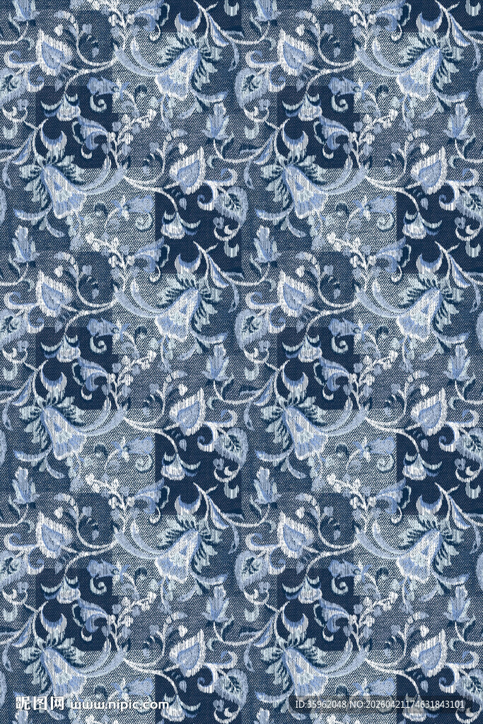 蓝白花卉图案纹理样式