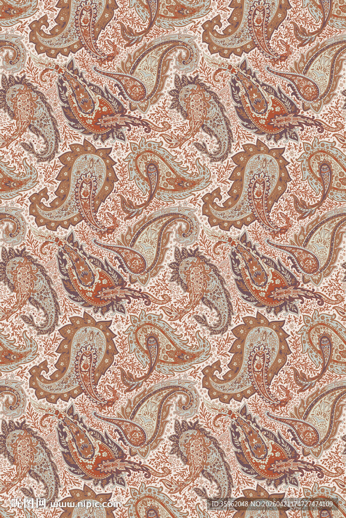 复古佩斯利花纹图案