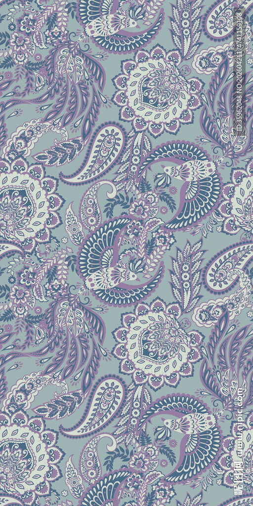 淡紫色佩斯利花纹图案