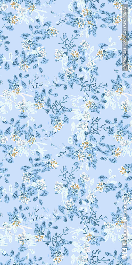 浅蓝色花卉图案背景图