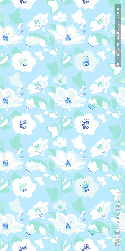 清新蓝白花卉图案纹理