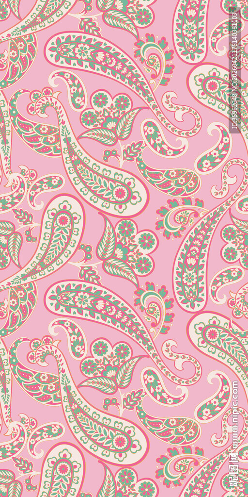 粉色佩斯利花纹图案