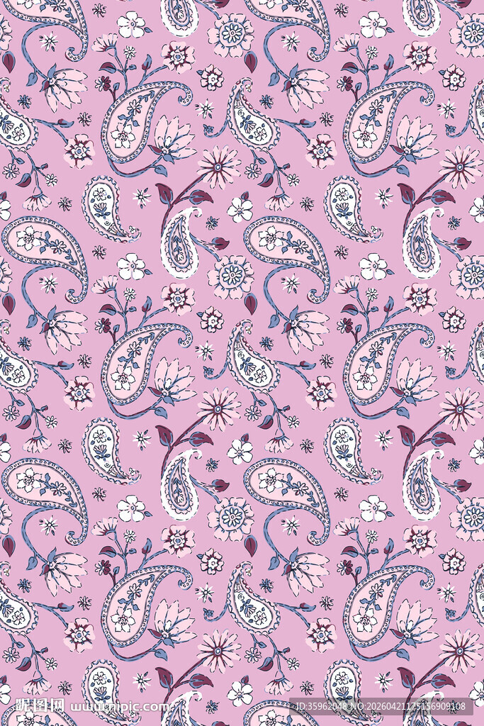 粉色佩斯利花纹图案背景