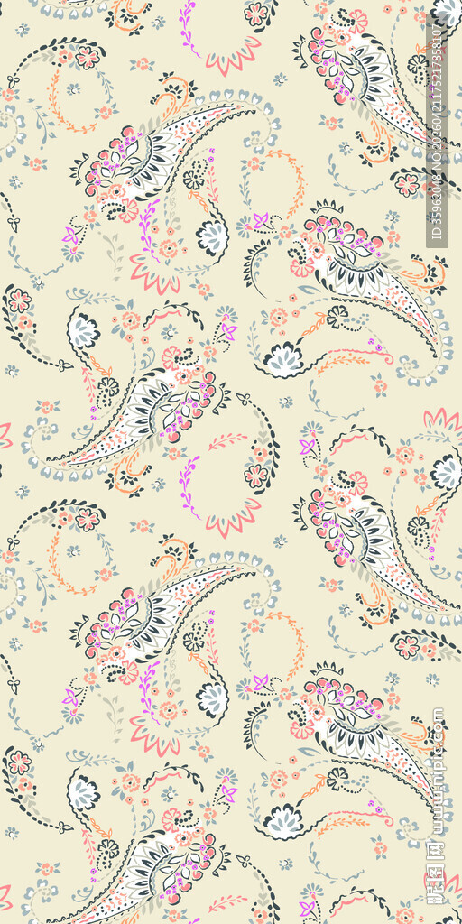 复古佩斯利花纹图案