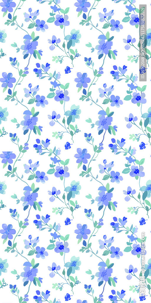 蓝白碎花花卉图案背景