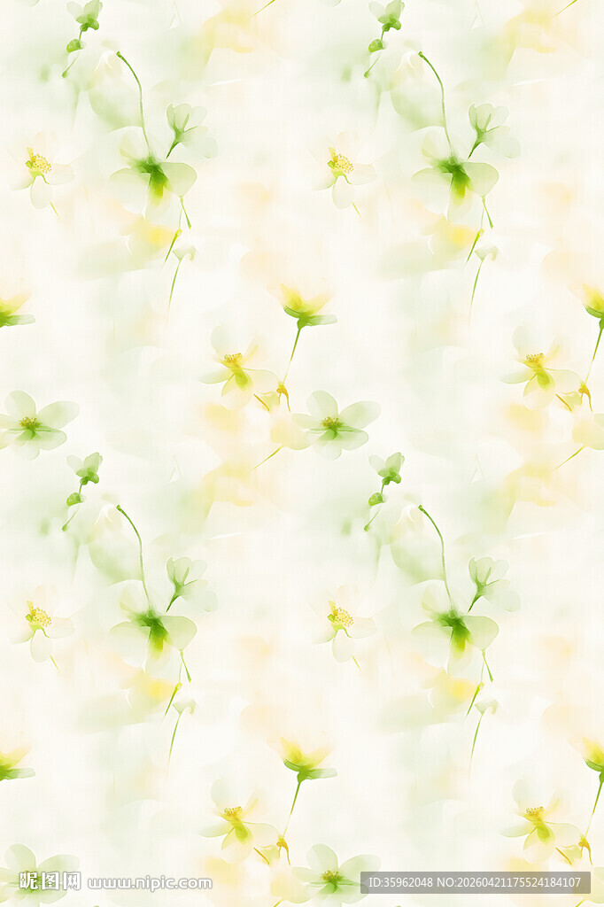 清新黄绿花卉水彩背景图