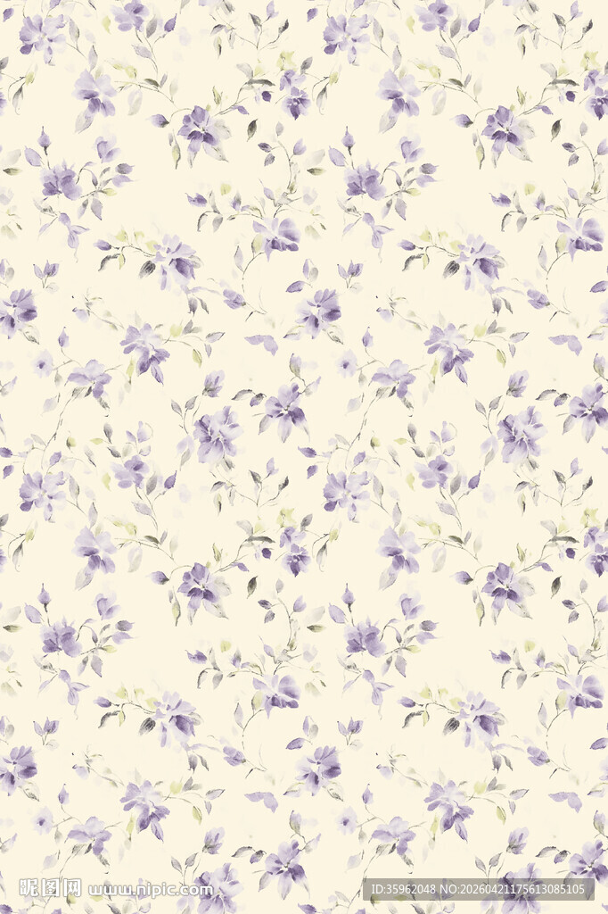 淡紫色小碎花花卉图案