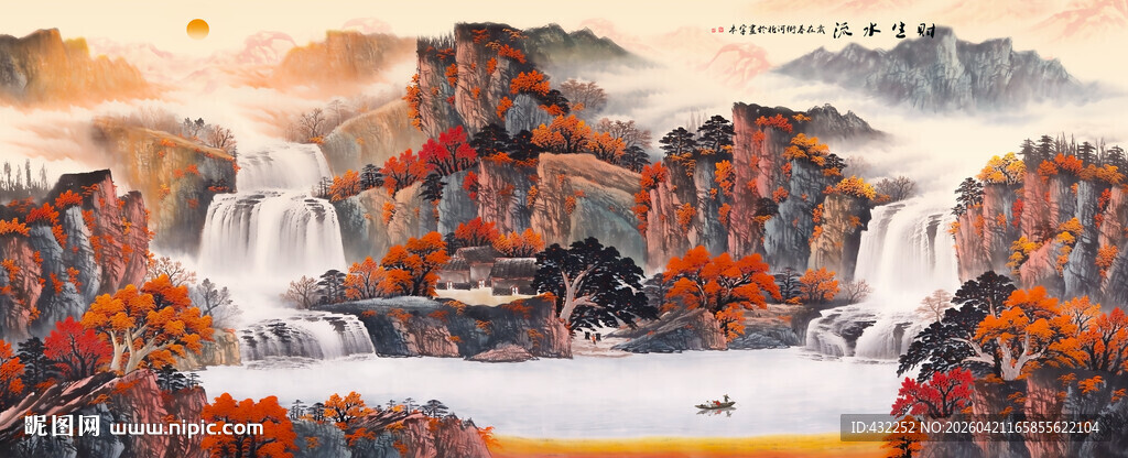 聚宝盆风水画鸿运当头