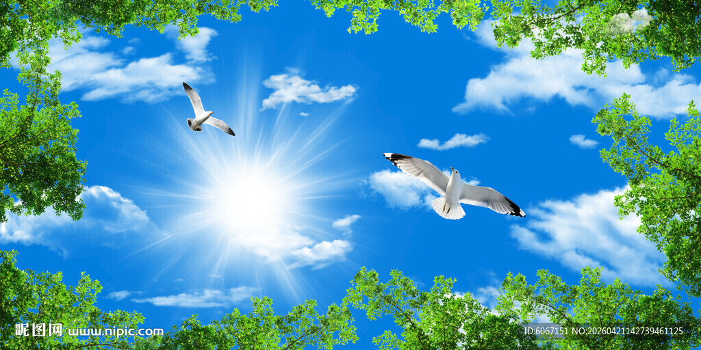 蓝天白云天顶画