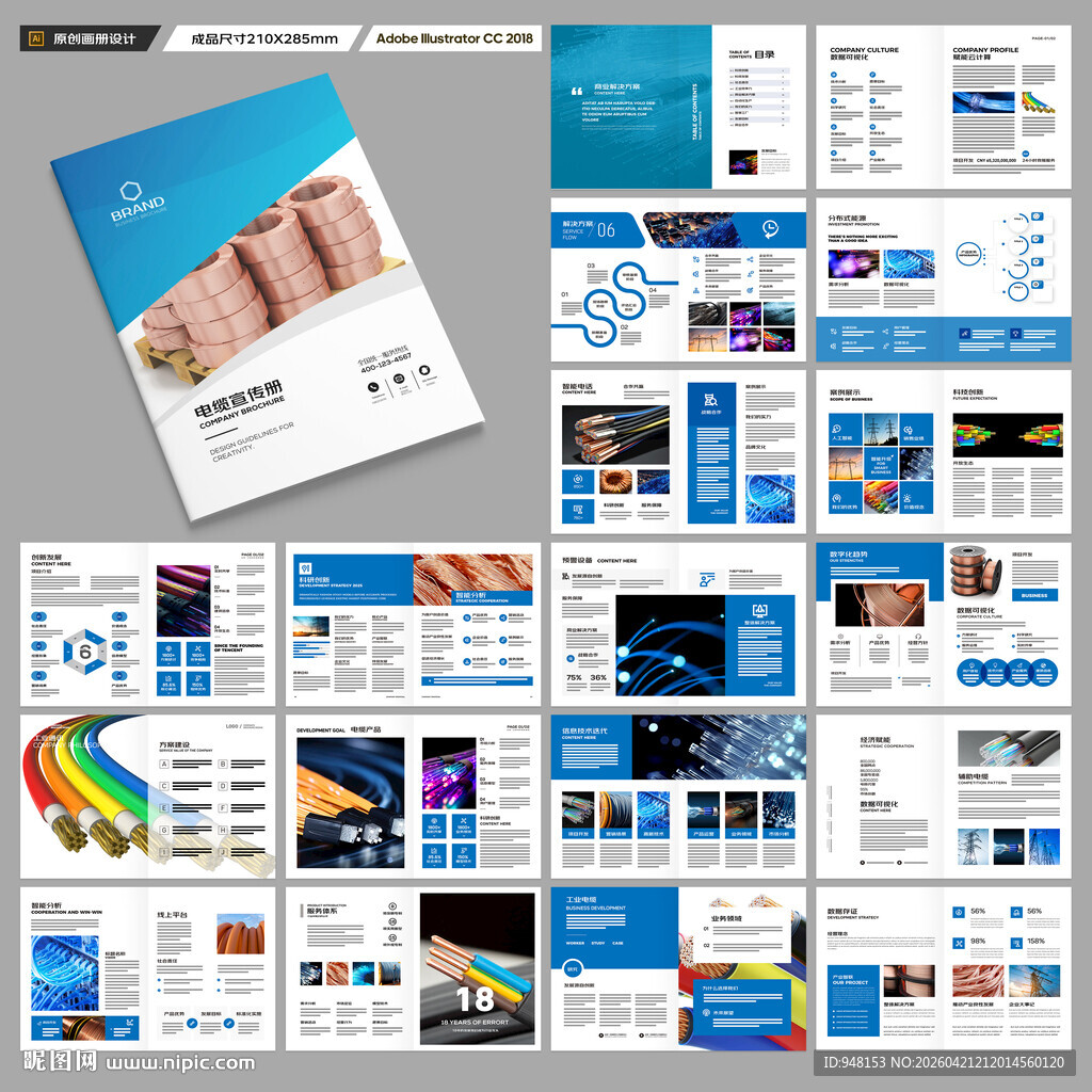 蓝色电缆画册