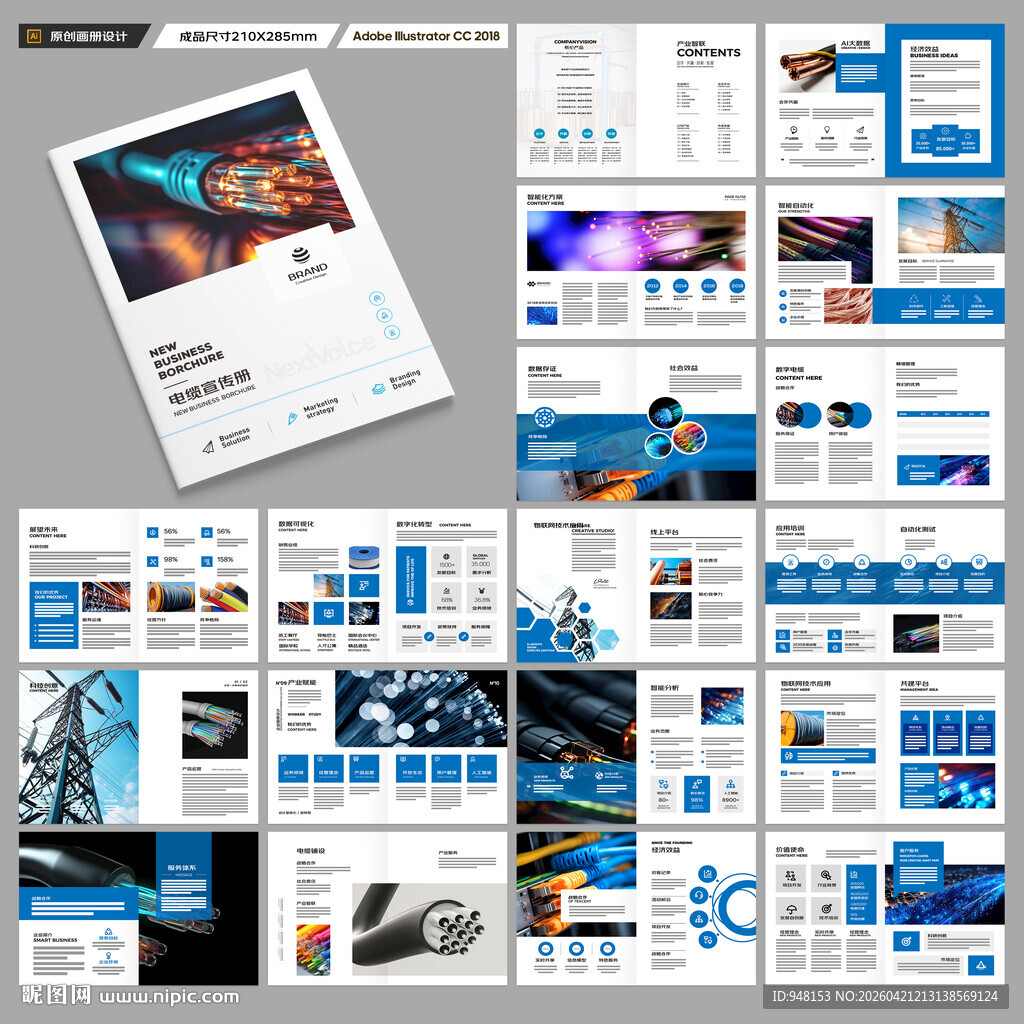 蓝色电缆画册