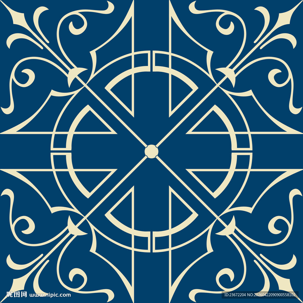 蓝底精致花纹装饰图案