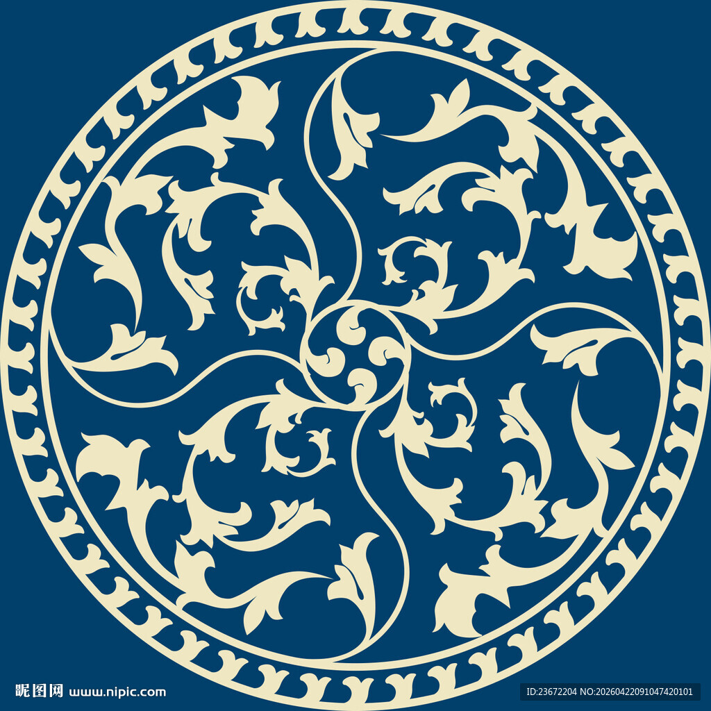 中式传统圆形花纹图案