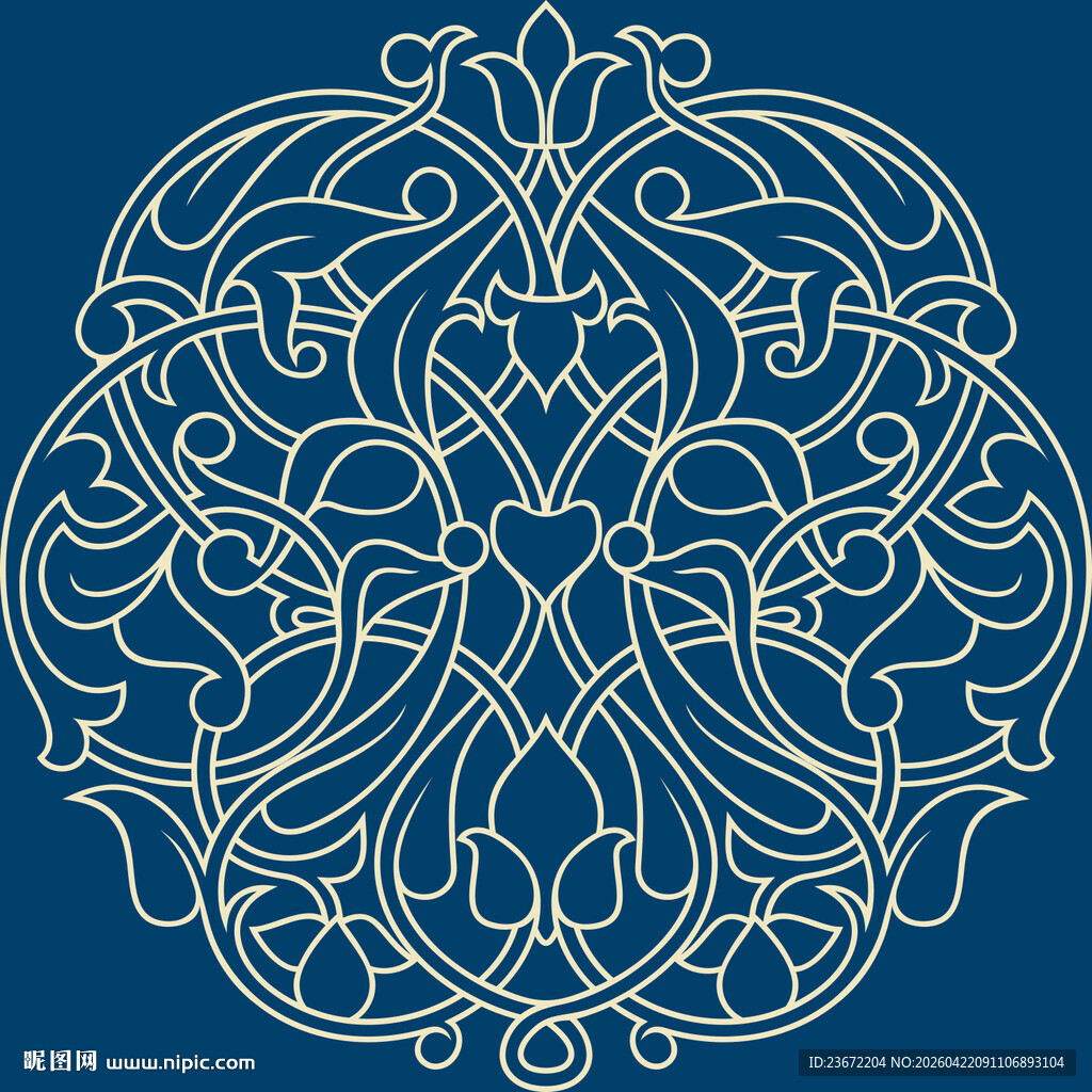 蓝色华美几何花纹图案