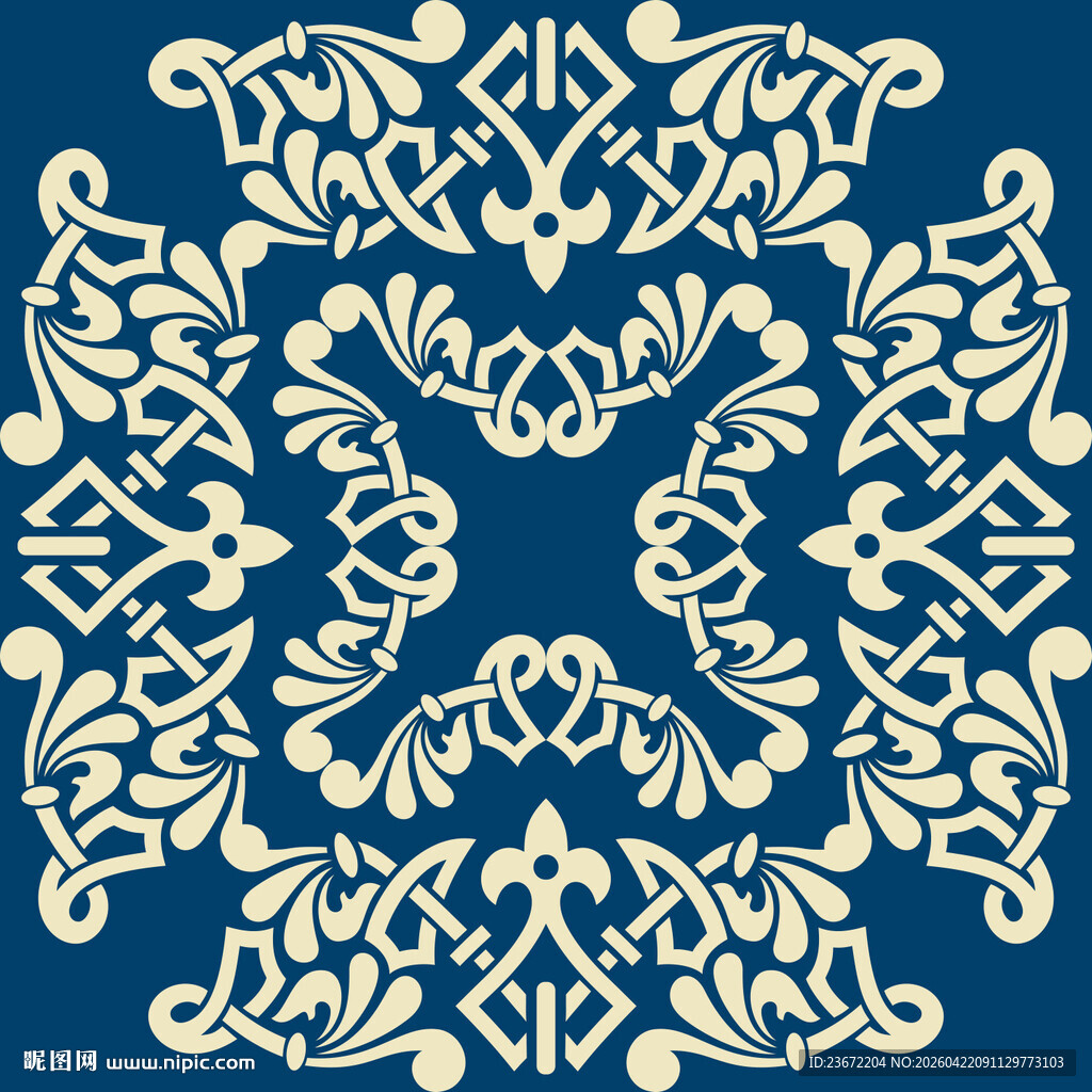 蓝色背景精美花纹图案