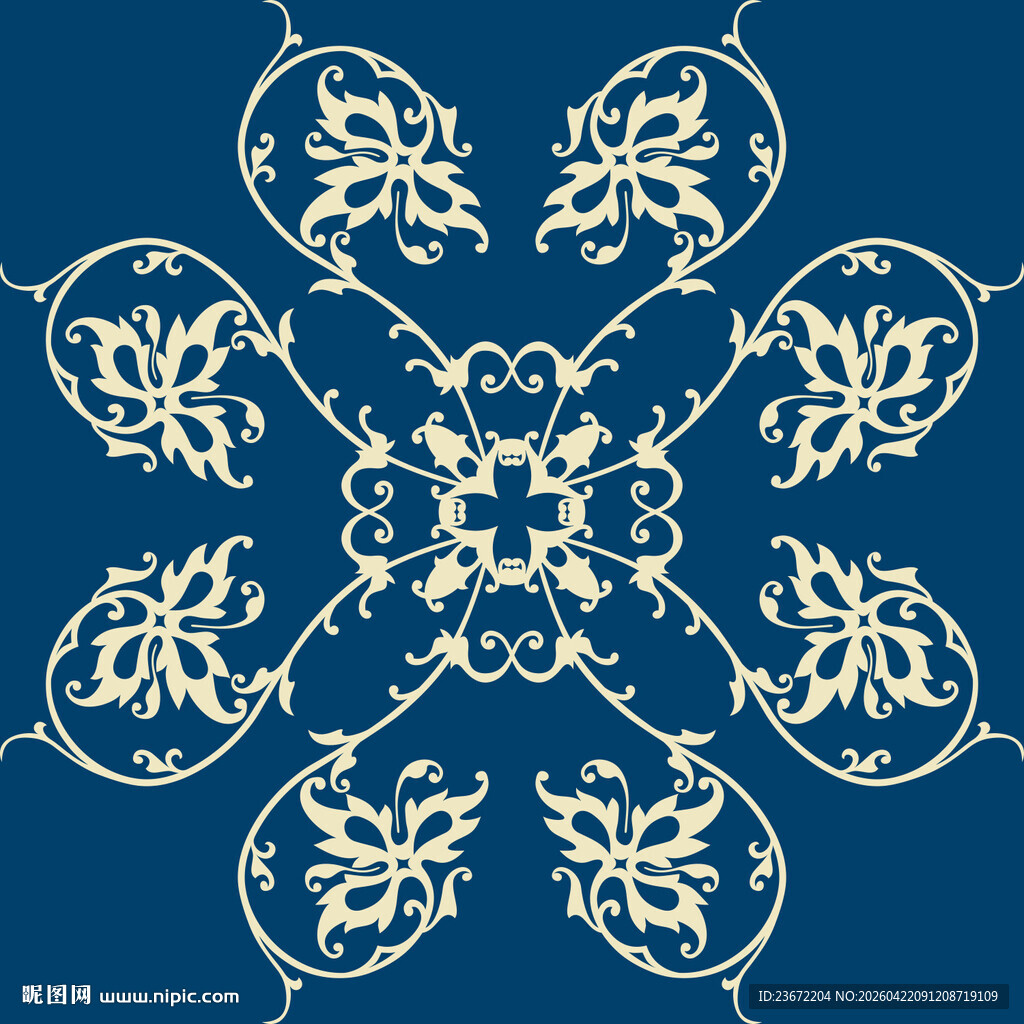 蓝色背景精致花纹图案