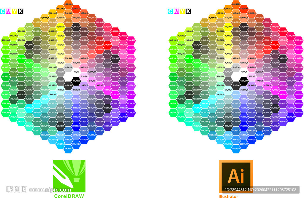 六边形色卡图案设计素材