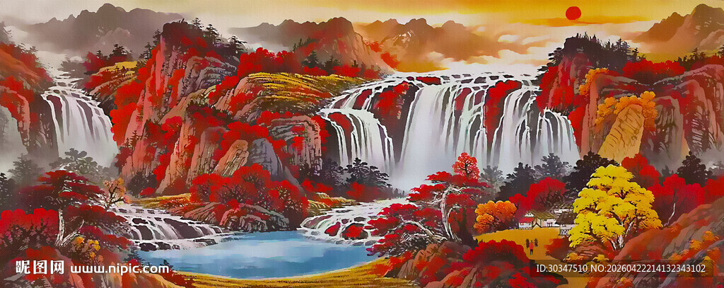 鸿运当头山水画