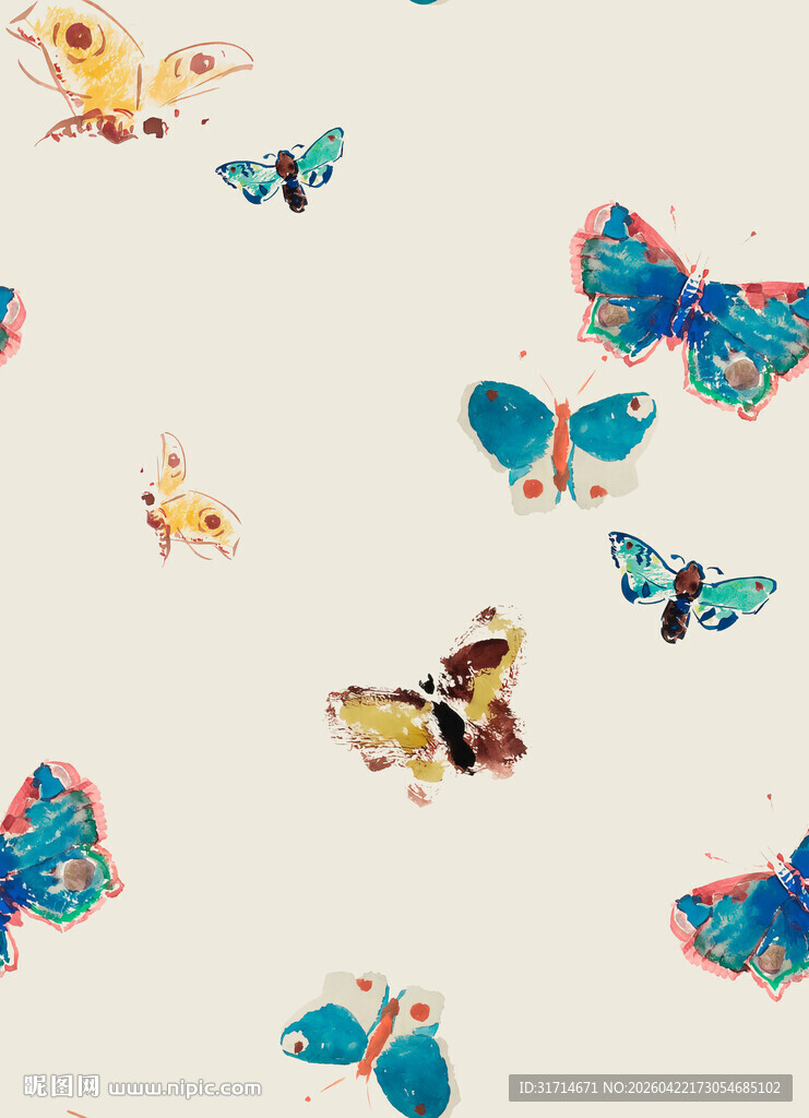 多彩蝴蝶图案背景