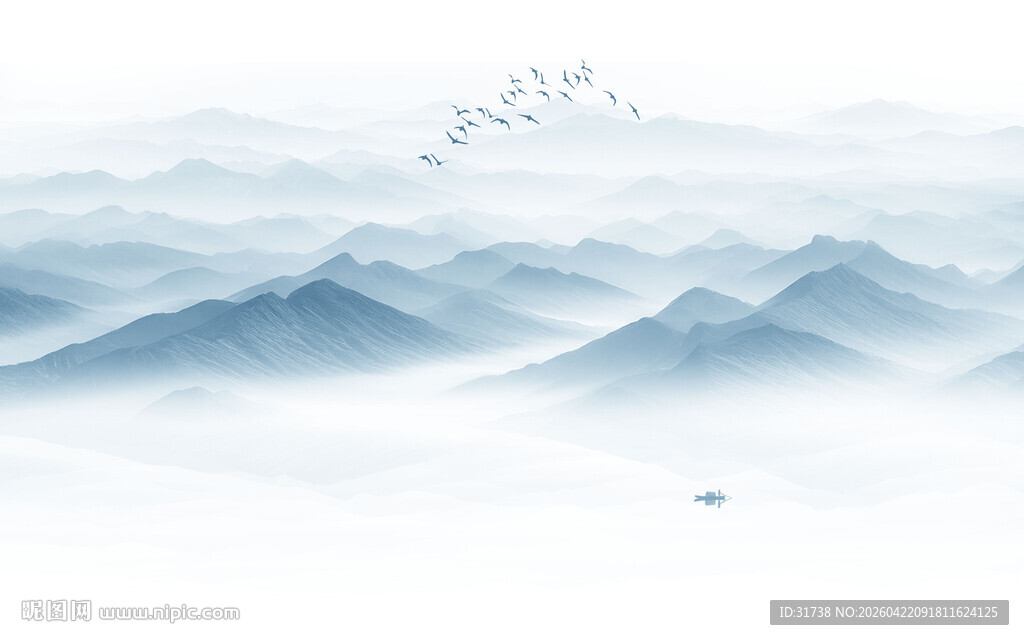 新中式水墨山水意境图