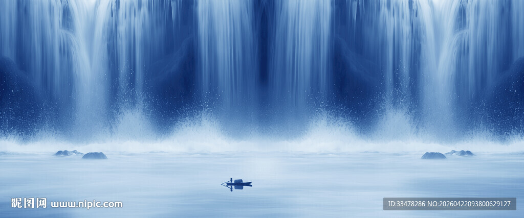 高清瀑布山水画