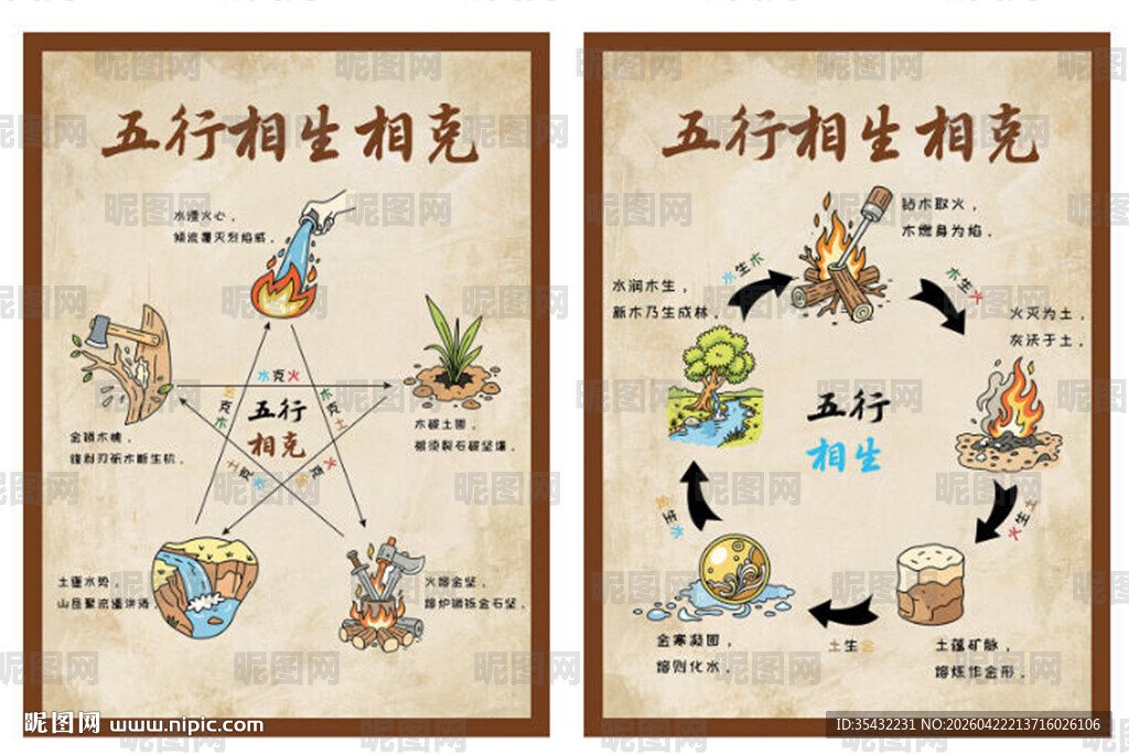 五行相生相克示意图