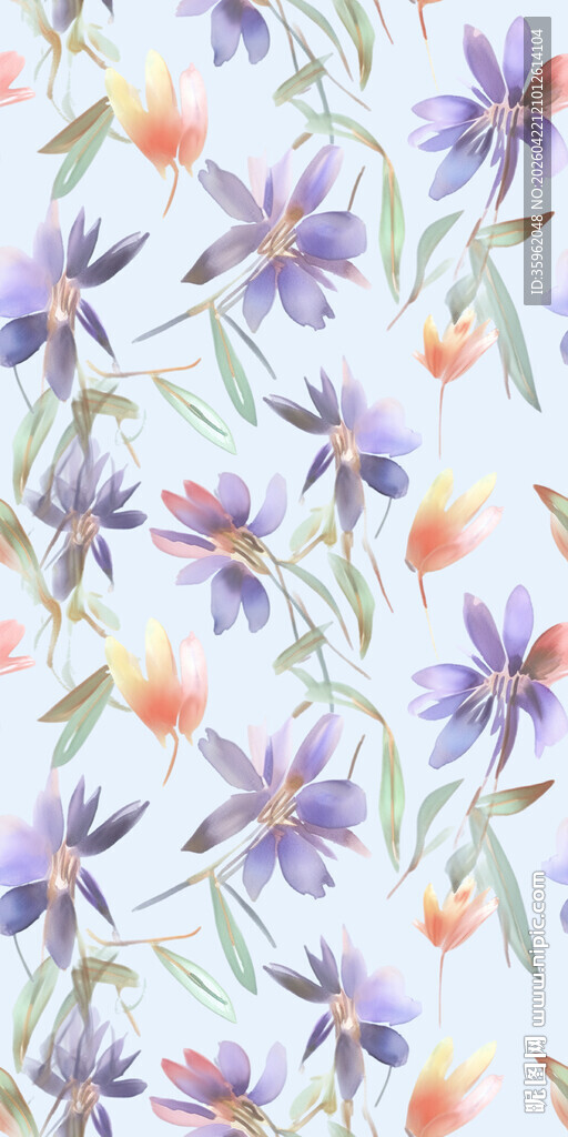 花卉图案背景清新水彩风