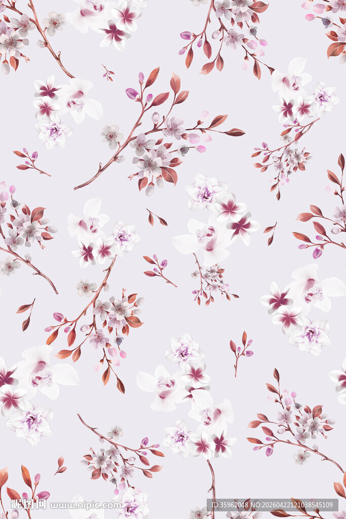 粉色花卉图案布料纹理