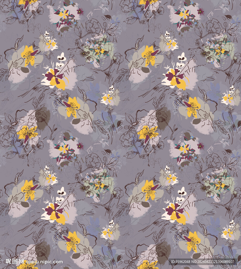 花卉图案布料纹理