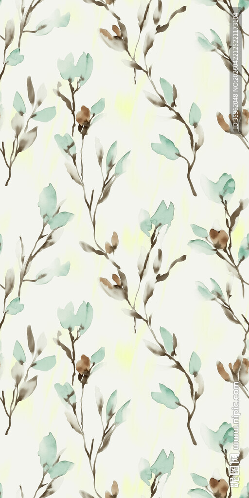 清新手绘植物枝条图案