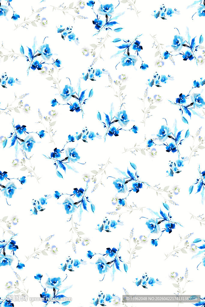 蓝白花卉图案背景
