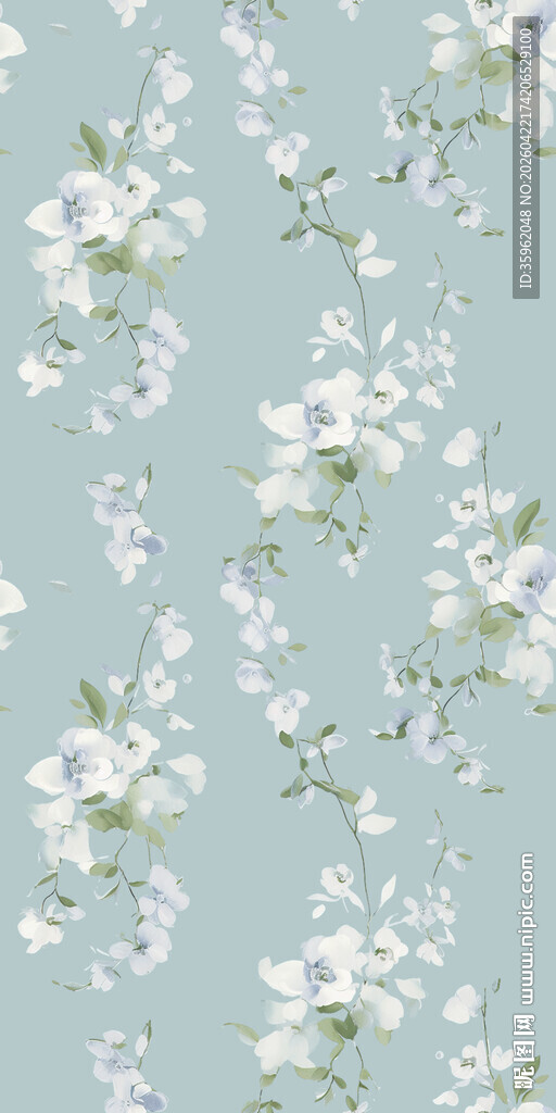 浅蓝色背景花卉图案