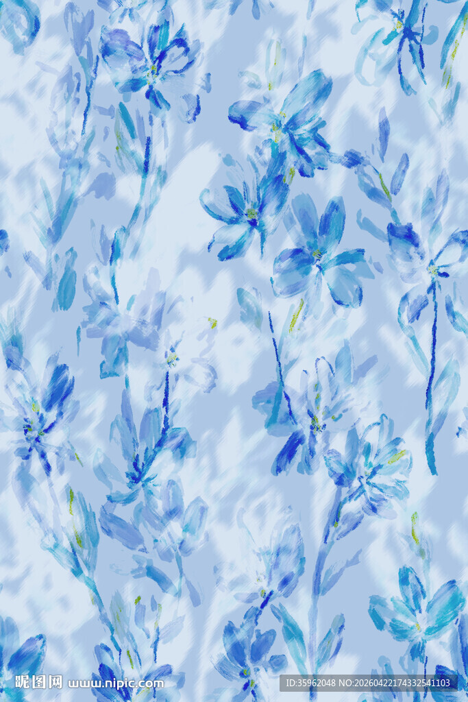 蓝白花卉纹理图案