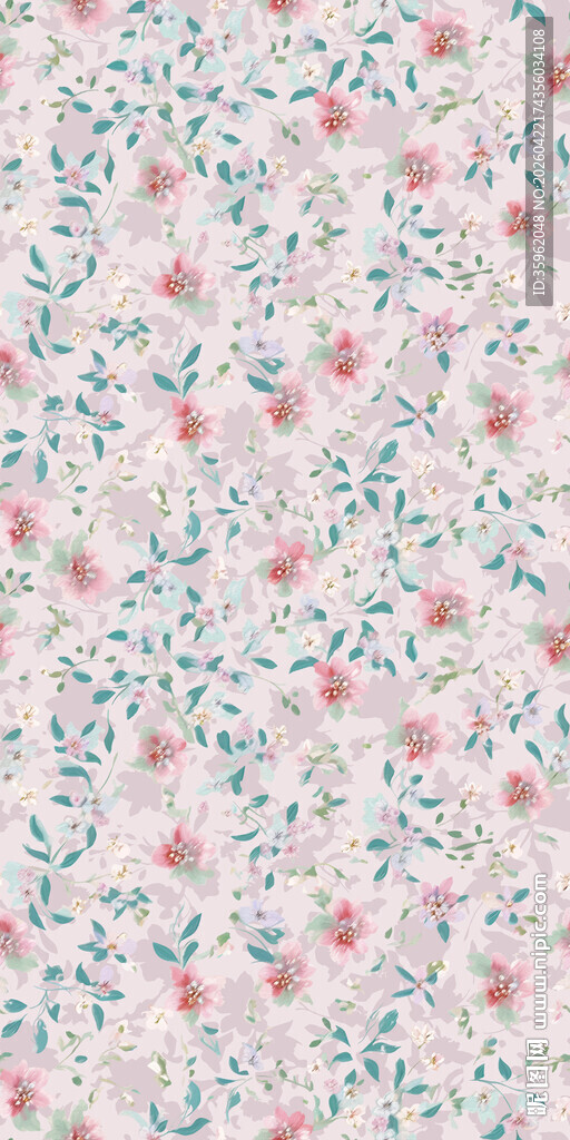 清新花卉图案面料纹理