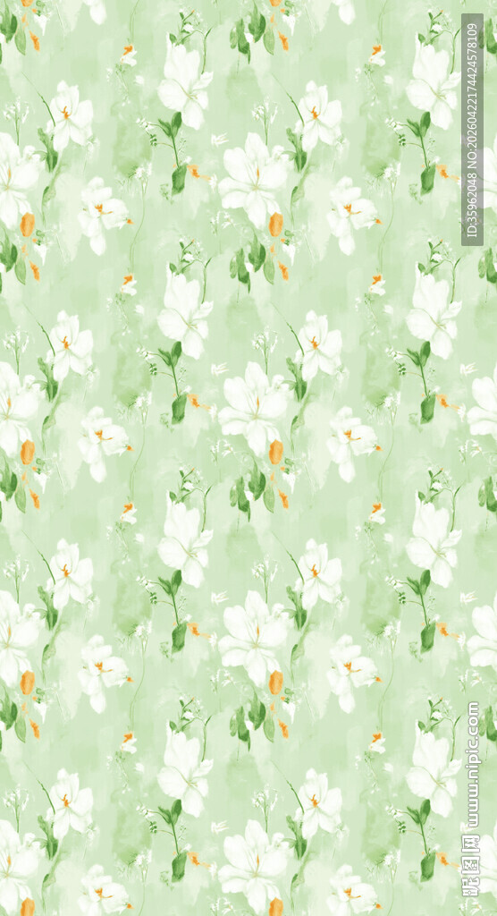 清新绿色花卉图案背景